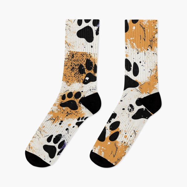 Item preview, Artistic Black Orange Splatter Paw Print Dog Food Water Bowl Design designed and sold by Kplayzz2009.