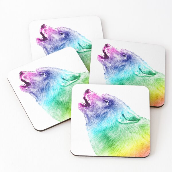 Item preview, Howling wolf head - rainbow colorized version 2 designed and sold by SylvieG18.