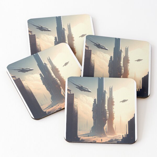 Item preview, Retro Dystopian Skyscraper Art - Scifi wall art - Dystopian Art - Digital Download - Scifi Home Decor - Futuristic Poster designed and sold by Horizon00080.