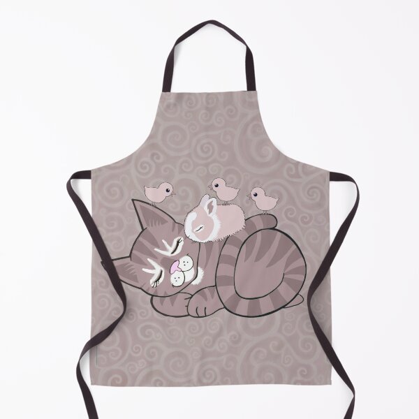 Item preview, Sleepy tabby cat and chickie and bunny friends on chocolate spirals designed and sold by QuirkyCatz.