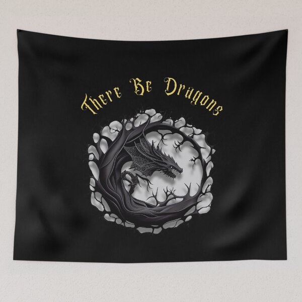 Item preview, There Be Dragons (Blk04c) designed and sold by SteampunkMoai.