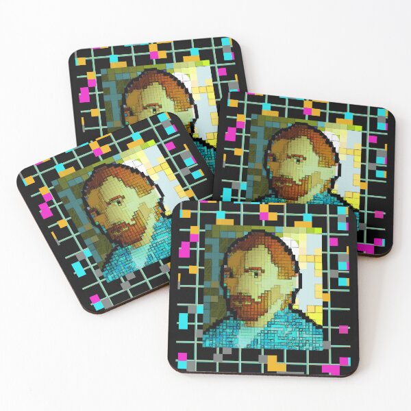 Item preview, Pixel Art 8 bit Vincent Van Gogh Self Portrat Impressionism Art Paints Gift designed and sold by Dodern.