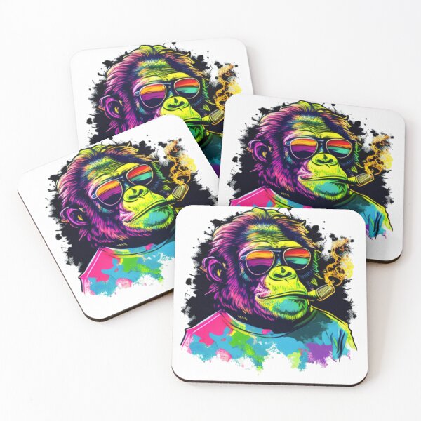Item preview, Cheerful Monkey with Sunglasses smoking designed and sold by Platanus22.