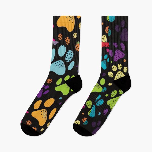 Item preview, Black Background Colorful Paw Print Dog Food Water Bowl Design designed and sold by Kplayzz2009.