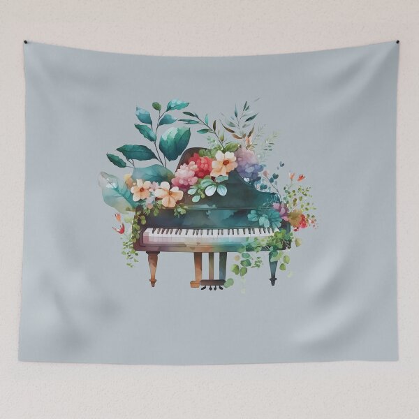 Item preview,  Music is Life, Watercolor Floral Piano designed and sold by Mumzy2many.
