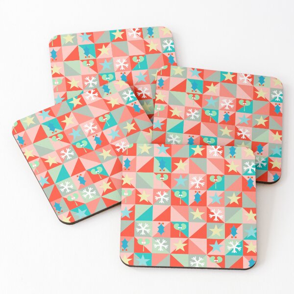 Item preview, Geometric holiday print stars mistletoe snowflakes holly designed and sold by Inkworthy.