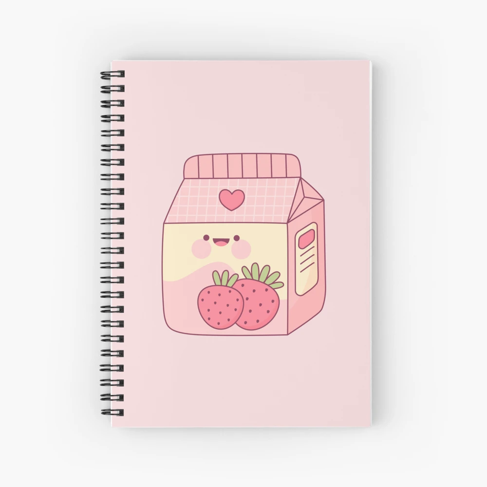 Kawaii Japanese Strawberry Milk Juice Digital Art Design  Spiral