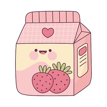 Kawaii Japanese Strawberry Milk Juice Digital Art Design  Spiral