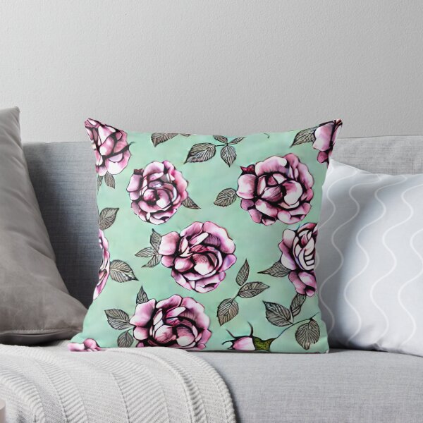 Aperçu de l'œuvre Pink Roses Aqua Background créée et vendue par Sweet  Zoe Shop.