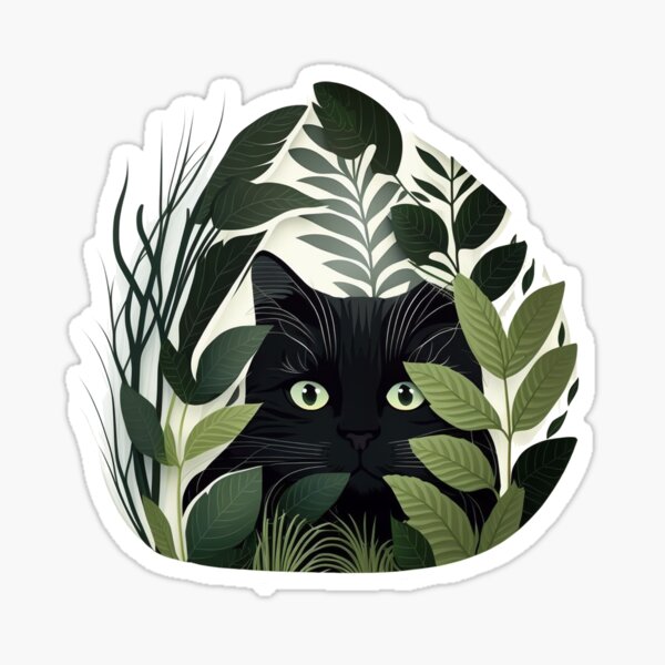Item preview, Cute Black Cat Hiding In Botanical Garden Aesthetic designed and sold by Qitchup.