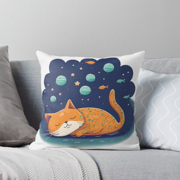 Item preview, Cat Dreaming About Fish and Space designed and sold by Verkansen.