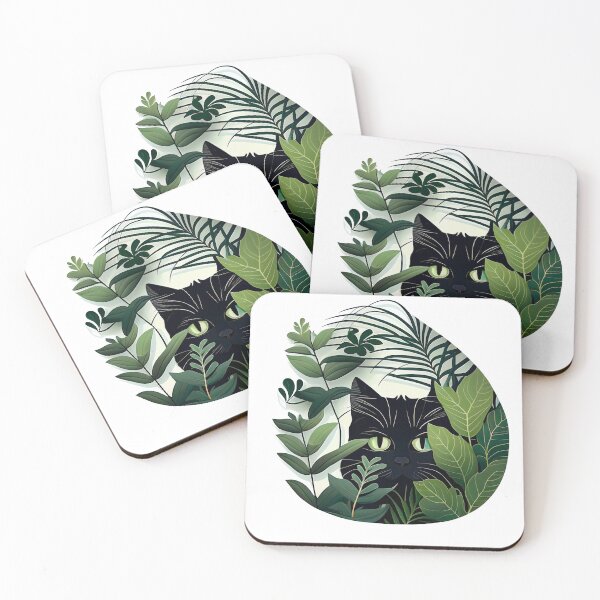 Item preview, Cute Black Cat Hiding In Botanical Garden Aesthetic designed and sold by Qitchup.