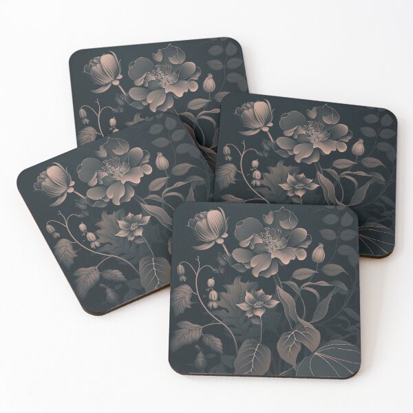 Artikelvorschau, Duotone Dark Floral Wallpaper Art entworfen und verkauft von scollum.