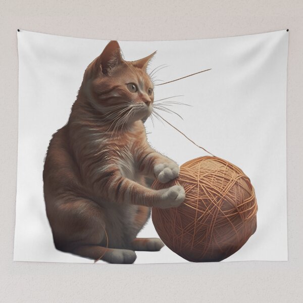 Item preview, Cat Playing with a Ball of String designed and sold by AIisnow.