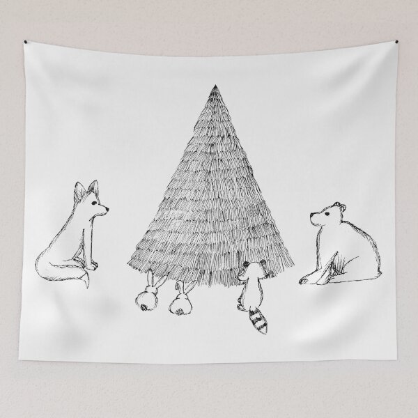 Item preview, Fuzzy Creatures Around the Pine Tree designed and sold by Marian Hayes.