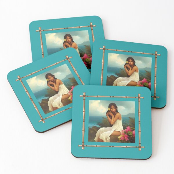 Item preview, TROPICAL ISLAND, EXOTIC GIRL, BEACH ART, TROPIC FLOWERS designed and sold by classic car craze.