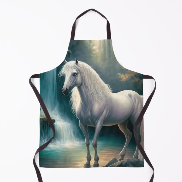 Item preview, White Horse with Flowing Mane and Blue Eyes Bathing in the Waterfall designed and sold by Dragonstrom.
