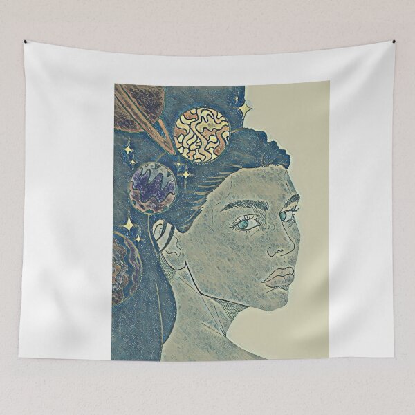 Item preview, Sacred Starry Universe In Her Cosmic Head |Wavey Blue| DEMONSIZED designed and sold by Demonsized.