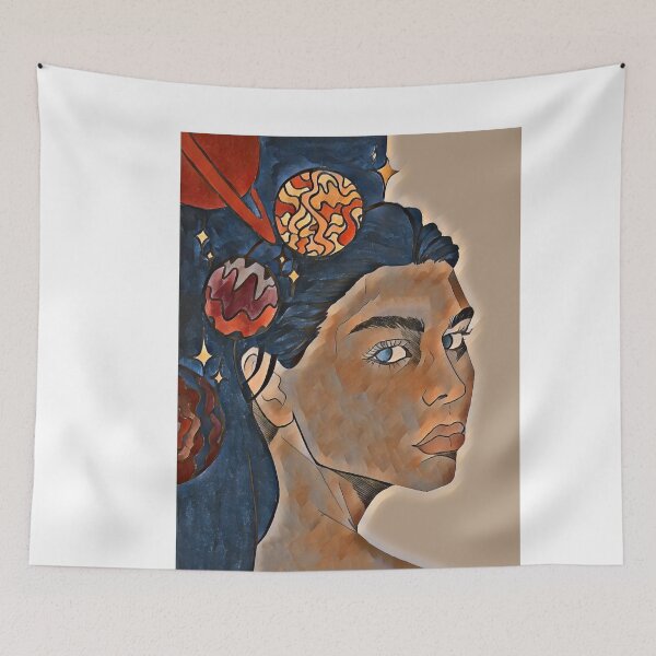 Item preview, Sacred Starry Universe In Her Cosmic Head |Brownish| DEMONSIZED designed and sold by Demonsized.