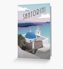 Visit Santorini Greece: Retro/Vintage Travel Poster Greeting Card