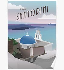 Besuchen Sie Santorini Griechenland: Retro / Vintage Travel Poster Poster