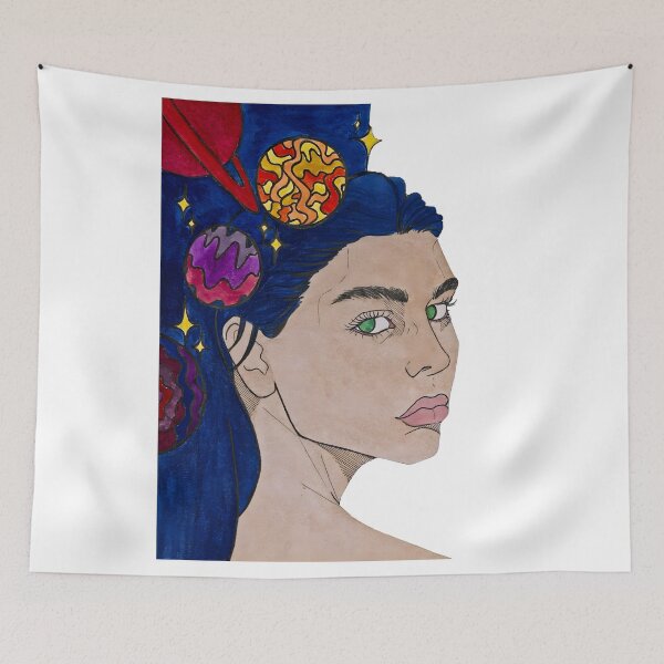 Item preview, Sacred Starry Universe In Her Cosmic Head |Original| DEMONSIZED designed and sold by Demonsized.