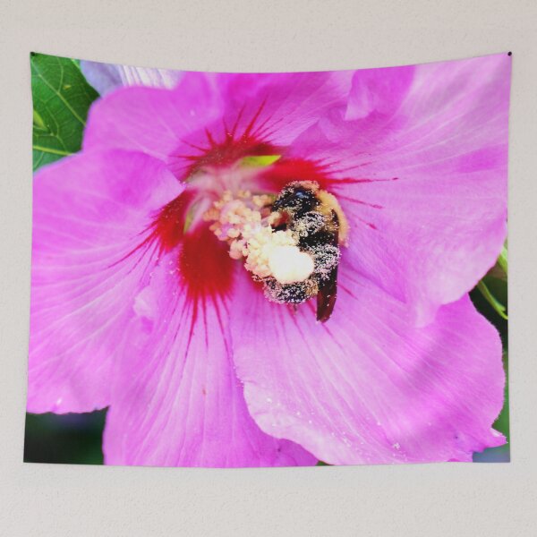 Item preview, Bumble Bee Pollinating Pink Flower designed and sold by Nalinne Jones.
