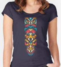 Forest Animals Totem Women's Fitted Scoop T-Shirt