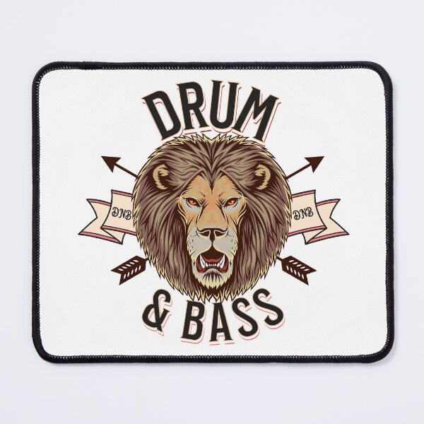 Item preview, DRUM & BASS  - Lion Face (black) designed and sold by Discothreadz.