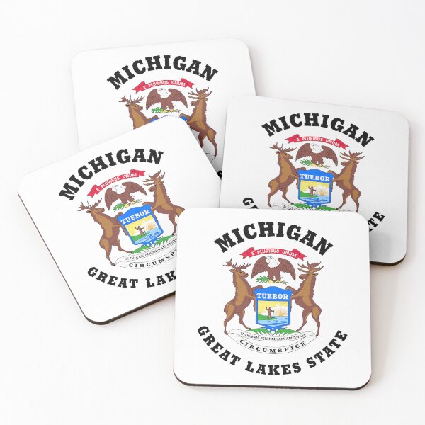 Item preview, MICHIGAN GREAT LAKES STATE FLAG V4 designed and sold by Madjack Tees Kiwi SuperStore.