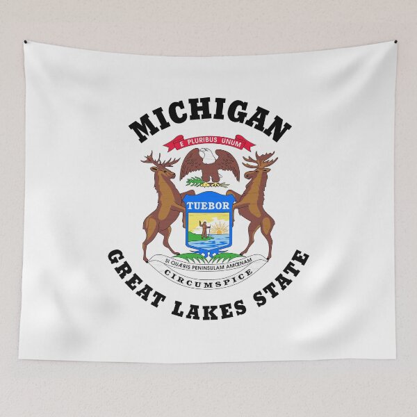 Item preview, MICHIGAN GREAT LAKES STATE FLAG V4 designed and sold by Madjack Tees Kiwi SuperStore.