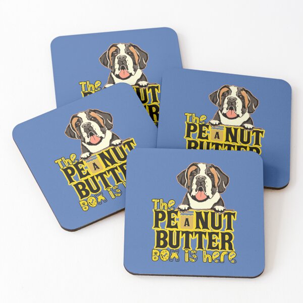 Item preview, The Peanut Butter Box Is Here: (black font version)Funny St. Bernard Dog Commercial Humor designed and sold by JoyOfHopeStore.