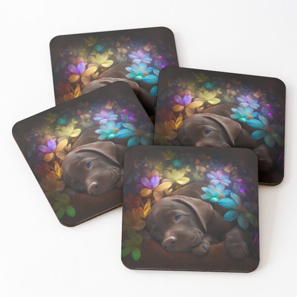 Item preview, The Cutest Chocolate Labrador Sleeping on a Bed of Flowers designed and sold by Ts-prints95.