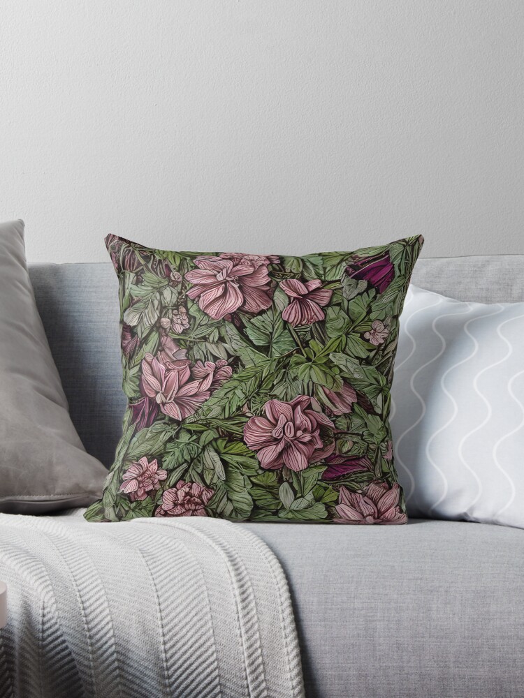 Burgundy floral throw pillows sale