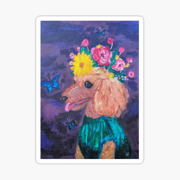Item preview, Poodle With Flower Crown designed and sold by DollarThePoodle.