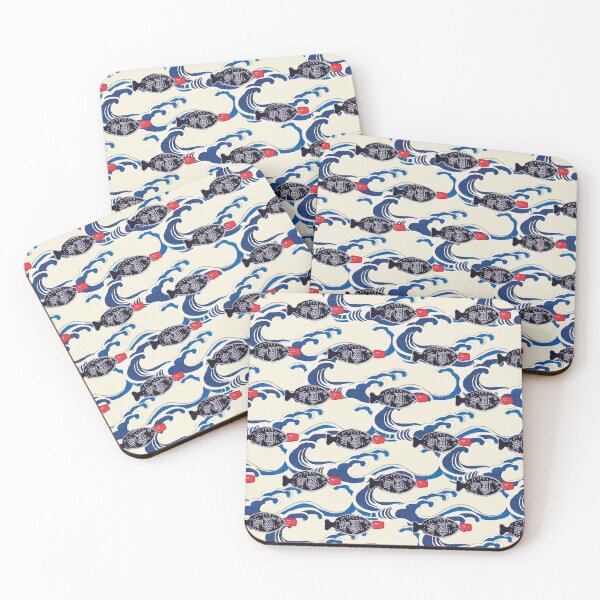 Item preview, Japanese Great Ocean Wave Fish Soy Sauce Pattern designed and sold by frmwrte.
