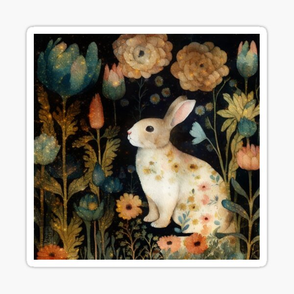 Bunny, Watercolor Woodland Rabbit Sticker