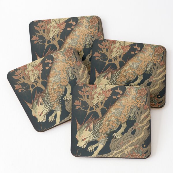 Item preview, Painting of Nine tailed Fox Japan art designed and sold by AstraNovaStudio.
