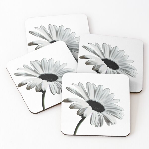 Item preview, a white flower with a black center on a white background designed and sold by DesignAtYO.