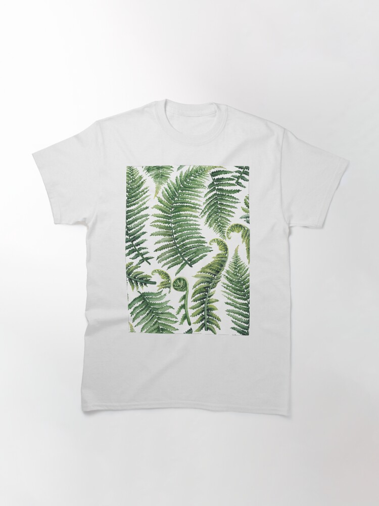 Thumbnail 3 von 7, Classic T-Shirt, Aquarell Farnblätter designt und verkauft von Glazkova.