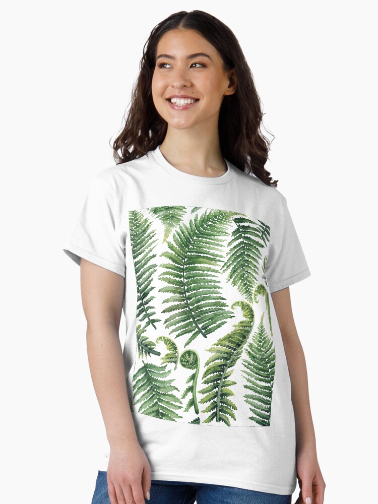 Thumbnail 2 von 7, Classic T-Shirt, Aquarell Farnblätter designt und verkauft von Glazkova.