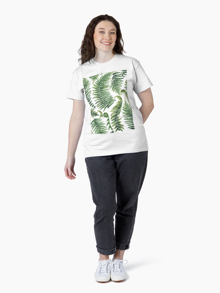 Thumbnail 4 von 7, Classic T-Shirt, Aquarell Farnblätter designt und verkauft von Glazkova.