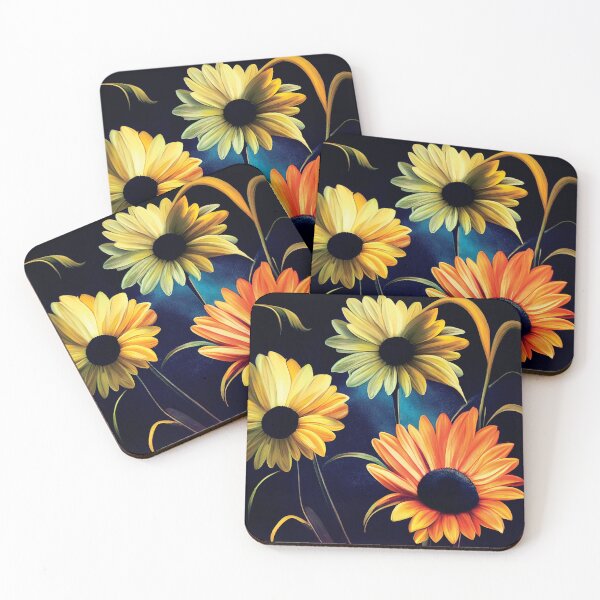 Item preview, a painting of three yellow and orange flowers designed and sold by DesignAtYO.