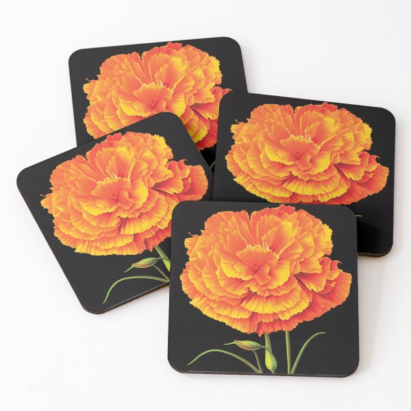 Item preview, a large orange flower on a black background designed and sold by DesignAtYO.
