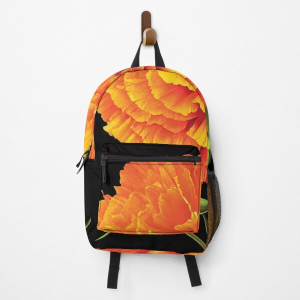 Item preview, a large orange flower on a black background designed and sold by DesignAtYO.
