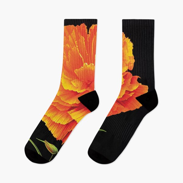 Item preview, a large orange flower on a black background designed and sold by DesignAtYO.