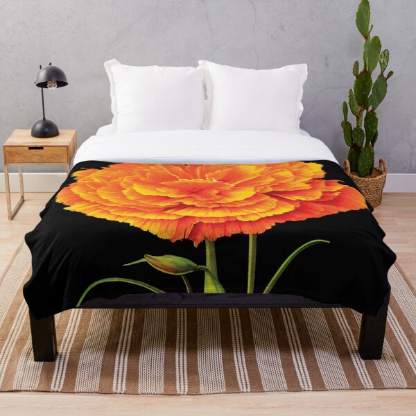 Item preview, a large orange flower on a black background designed and sold by DesignAtYO.