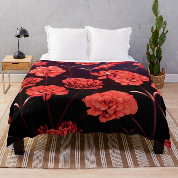 Item preview, a bunch of red flowers on a black background designed and sold by DesignAtYO.