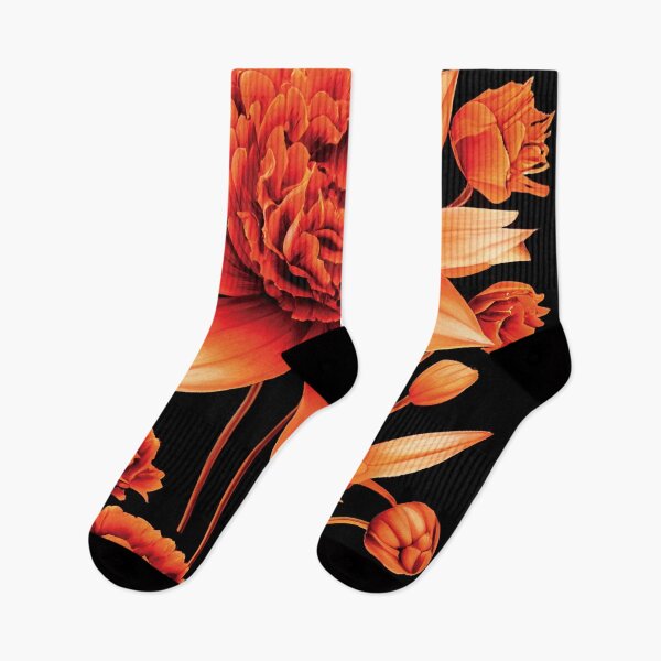 Item preview, a painting of orange flowers on a black background designed and sold by DesignAtYO.