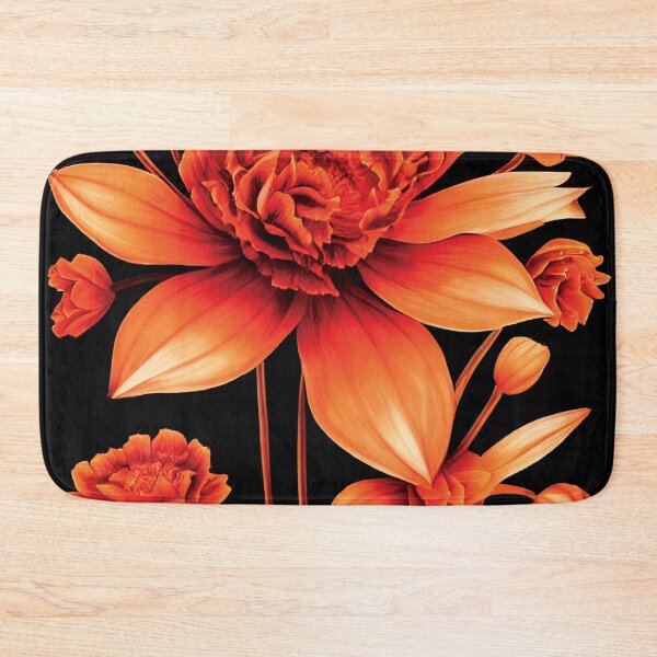 Item preview, a painting of orange flowers on a black background designed and sold by DesignAtYO.